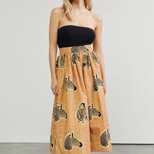 Sika x Anthropologie zebra skirt women’s size 10 100% cotton safari, animal